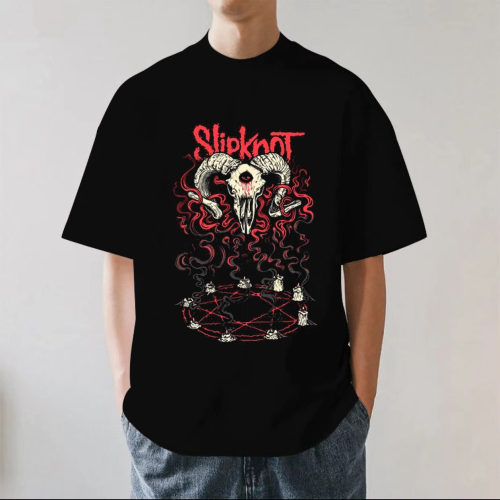 Slipknot活结乐队短袖男重金属摇滚周边美式街头t恤纯棉夏季宽松