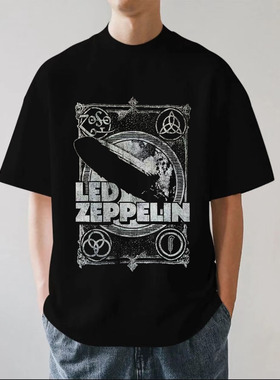 Led Zeppelin齐柏林飞艇乐队欧美摇滚重磅280g纯棉男短袖T恤宽松