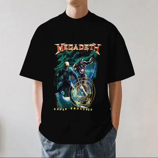 Megadeth麦格戴斯乐队高街欧美金属摇滚重磅280g纯棉短袖T恤宽松