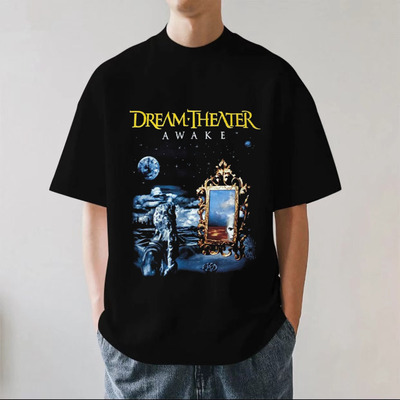 Dream Theater梦剧场乐队金属美式复古重磅280g纯棉男短袖T恤宽松