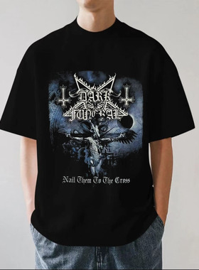 瑞典黑金属Dark Funeral乐队欧美街头重磅280g纯棉男短袖T恤宽松