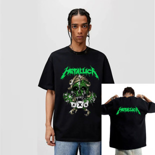 Metallica金属乐队T恤短袖重磅纯棉印花男女夏季美式摇滚数码直喷