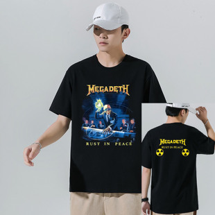 MEGADETH Rust in Peace重金属乐队数码直喷纯棉短袖T恤男女摇滚