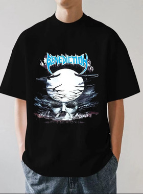 Benediction乐队死亡金属摇滚高街潮牌重磅280g纯棉男短袖T恤宽松