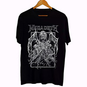 夏季 MEGADETH乐队美式 重金属男女黑摇滚重磅纯棉T恤街头宽松短袖