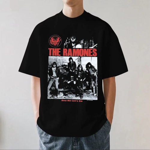 The Ramones雷蒙斯乐队280g重磅纯棉男士短袖T恤欧美夏季透气宽松