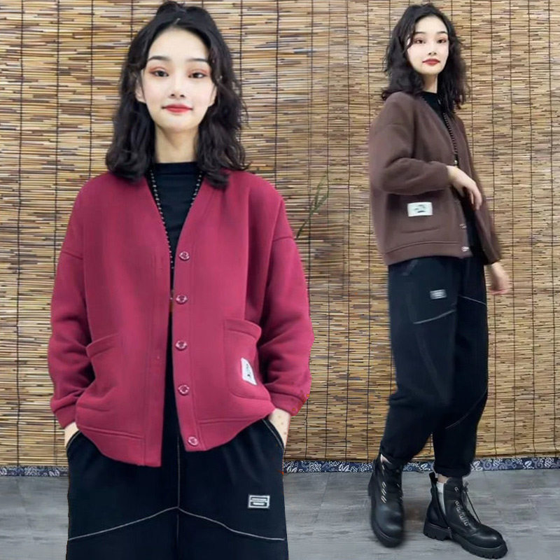 卫衣女春秋2025新款宽松大码洋气时尚小个子开衫女士休闲上衣外套