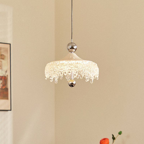 法式奶油中古胡桃木水滴吊灯