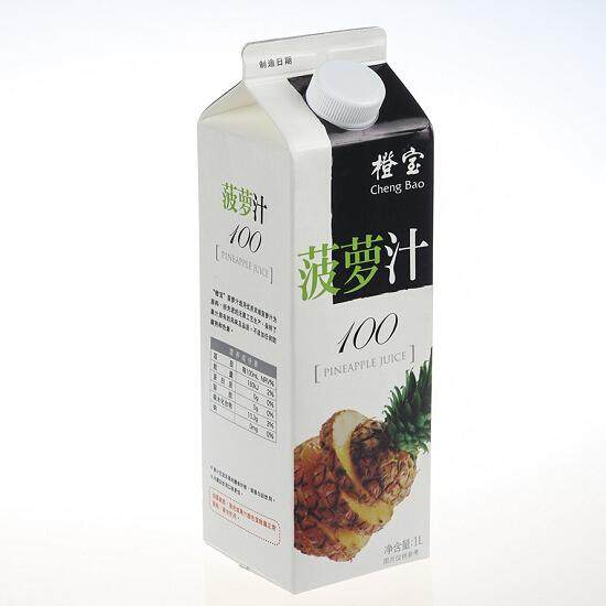1升橙宝纯菠萝汁果汁 1000ml  12盒一箱价橙汁酒吧调酒饮料西柚汁