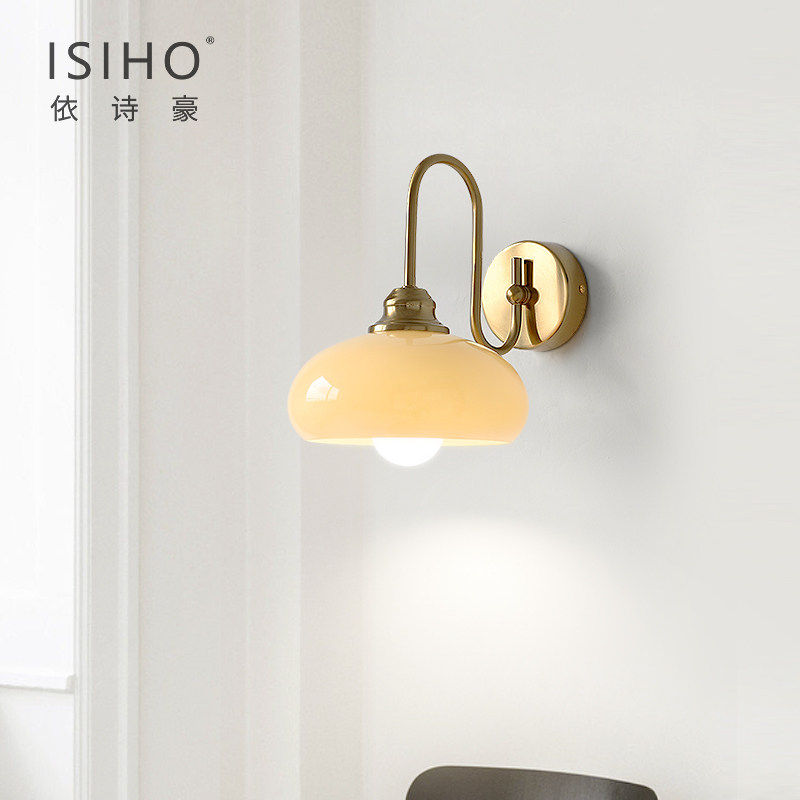 法式中古风温馨卧室床头玻璃壁灯简约现代咖啡厅走廊玄关民宿灯具