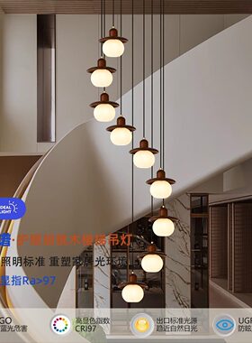 南瓜楼梯吊灯法式中古2025新款实木别墅客厅挑空小复式楼旋转中式