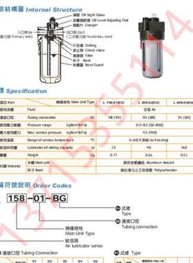代理KGN L158/L308/L608-01/02/03/04/06-BG 给油器 油雾分离器