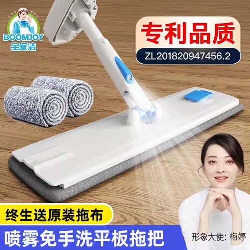 高质量宝家洁蓝色免手洗喷水拖把
