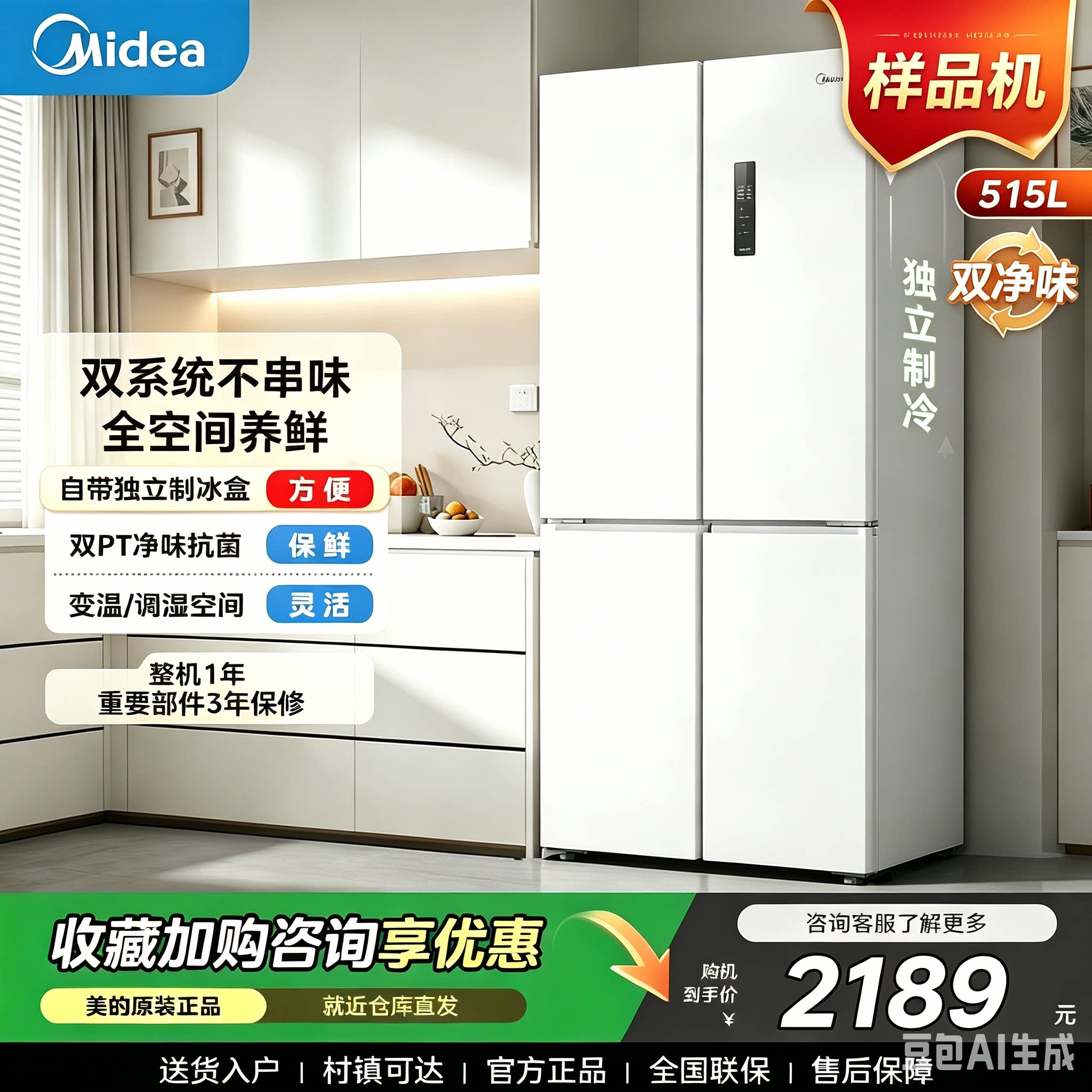 Midea/美的 MR-540厨房冰箱