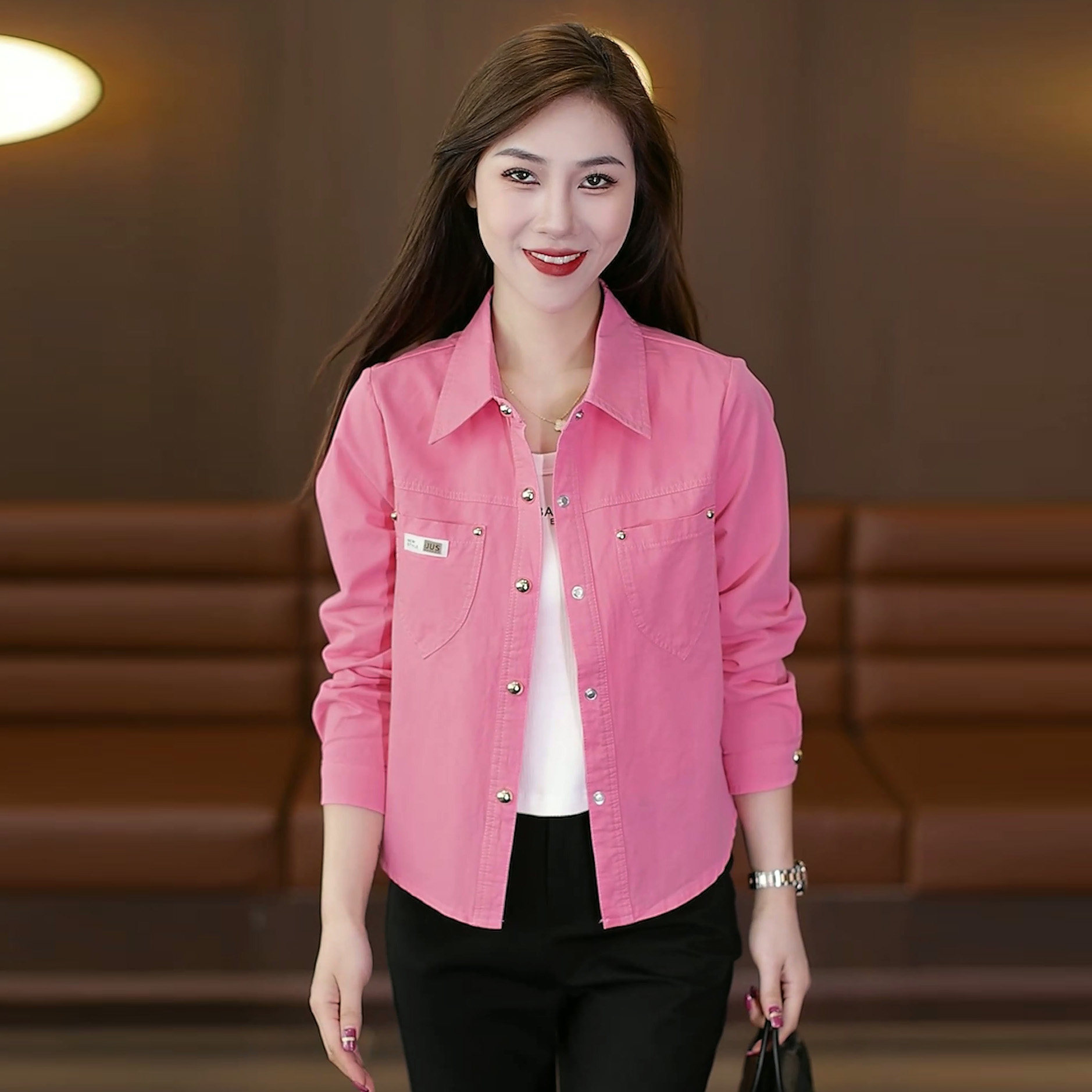 长袖衬衫外套女春季2026年新款休闲衬衣韩版宽松显瘦短款女士上衣