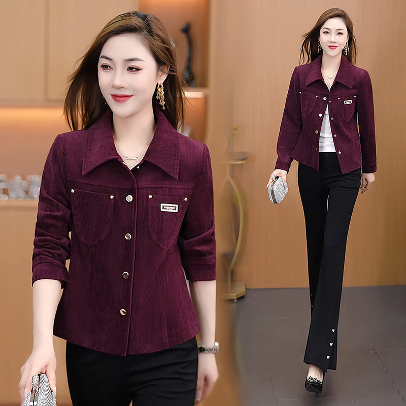 时尚翻领休闲外套女春款2026新款小个子短款收腰显瘦百搭女士上衣