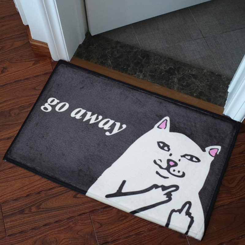 美式潮流贱猫创意家用进门地垫短绒宿舍门垫寝室脚踏垫中指猫地毯,居家布艺,家用脚垫,淘宝优惠券,粉丝福利购,淘宝优惠卷