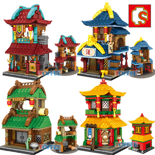 森宝积木601033-36中华古风复古街景兼容颗粒男女孩拼装积木礼品