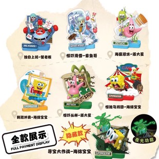 海绵宝宝旅途片刻派大星章鱼哥蟹老板公仔玩偶盲盒手办周边摆件