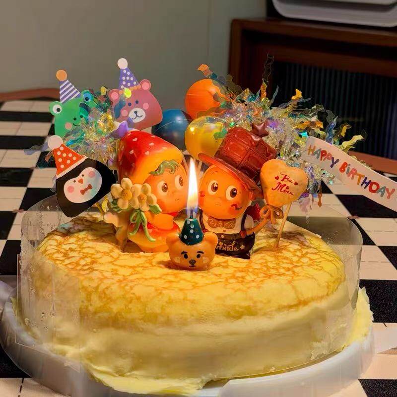 山姆同款千层蛋糕DIY彩色气球小熊许愿蜡烛宝宝周岁生日蛋糕装饰