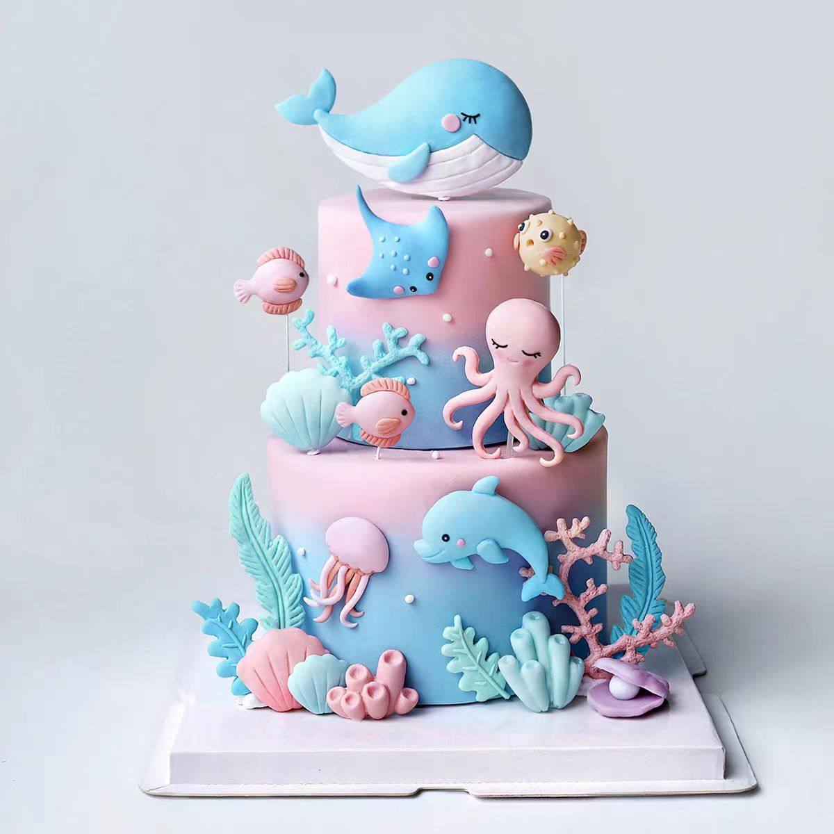 网红烘焙海洋生日蛋糕装饰摆件鲸鱼八爪魔鬼鱼海豚水母贝壳插件,节庆用品/礼品,节日装扮用品,淘宝优惠券,粉丝福利购,淘宝优惠卷