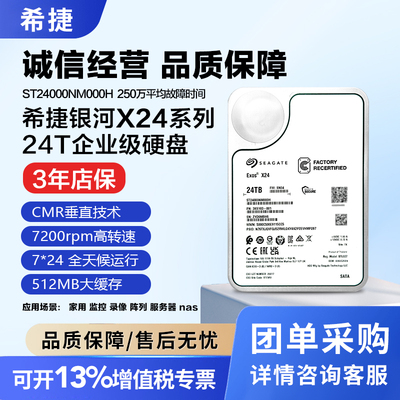 正品希捷银河系企业级ST24000NM000H 氦气盘24TB机械硬盘服务器