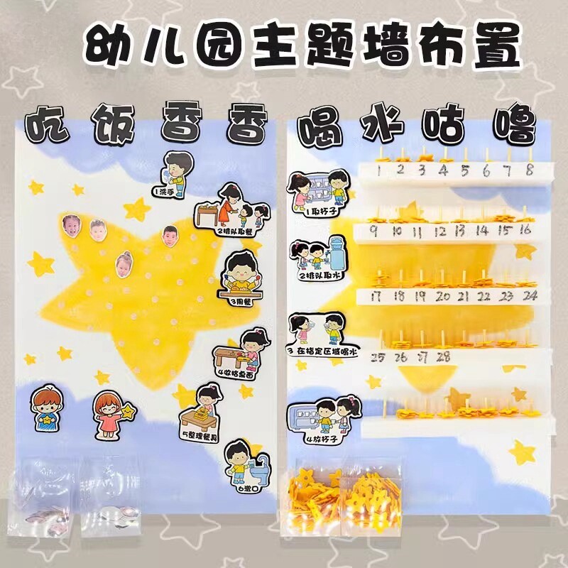 幼儿园饮水区环创光盘行动环创材料半成品主题墙自制生活区域手工
