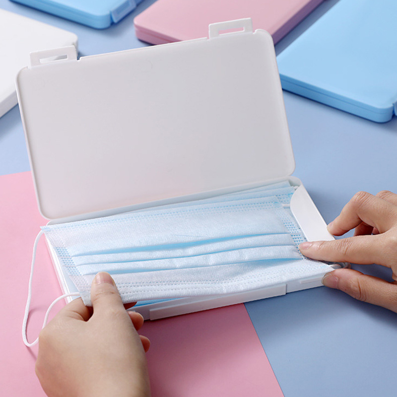 抗菌口罩收纳盒 防尘掀盖口罩盒 网红便携式口罩收纳盒口罩暂存夹