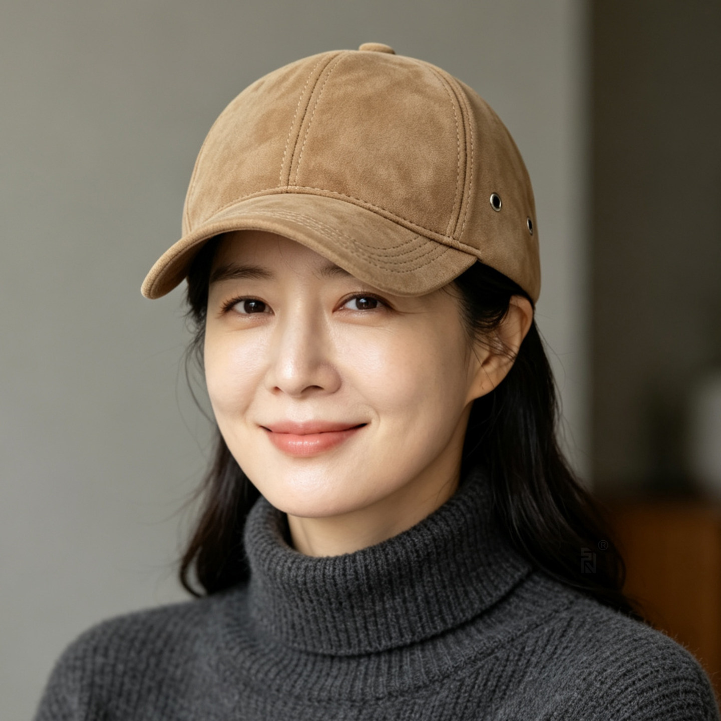 山羊绒反绒皮棒球帽女秋冬百搭休闲纯色显气质潮流真皮鸭舌帽子