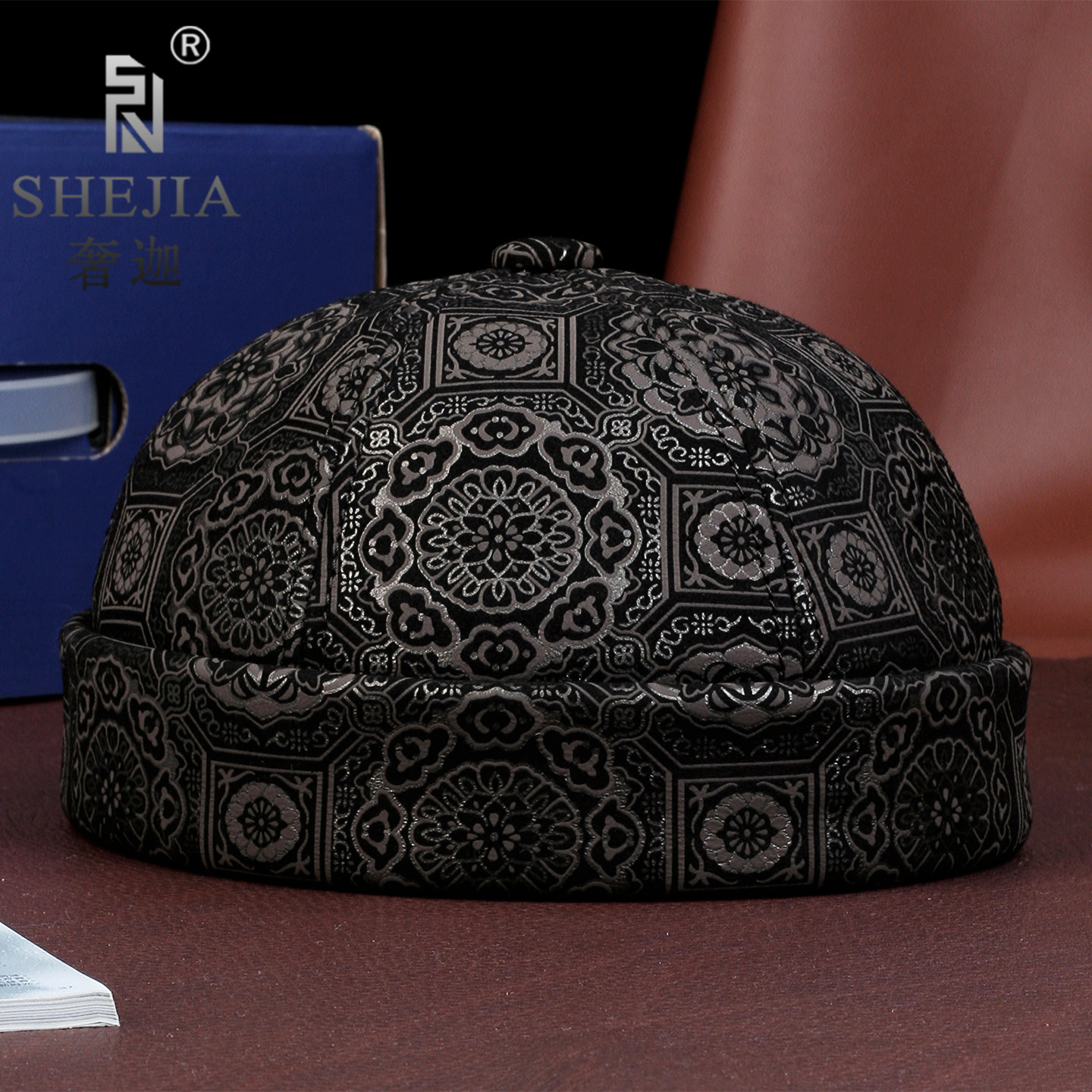 真皮帽子可脱卸式秋冬老北京地主男复古老式吉祥老年人雅痞瓜皮帽