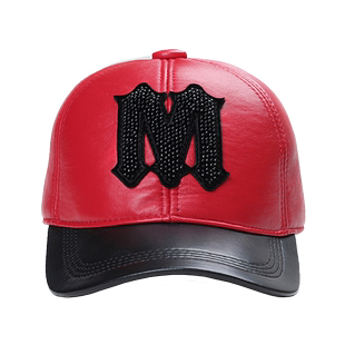 奢迦 秋冬季新款女时尚真皮棒球帽 绵羊皮革休闲大红色鸭舌皮帽子