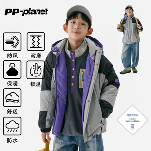 PP星球原创男童冬款防风耐磨保暖夹棉外套中大童保暖儿童保暖棉服