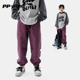 PP星球男童水洗色棉休闲潮裤儿童春秋新款长裤子中大童束脚裤