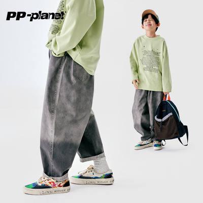 水洗渐变牛仔裤PP星球男童长裤
