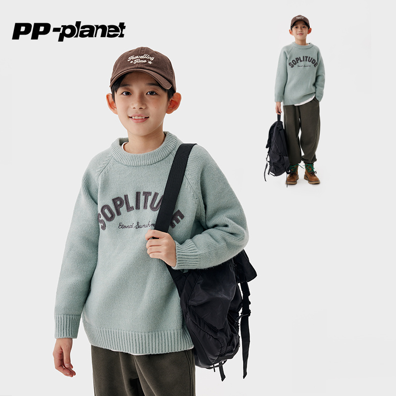 字母提花毛衣PP星球男童百搭冬季