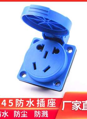 IP54防水插座翻盖暗装二三插户外5孔10A防尘带盖工业电源插座220v