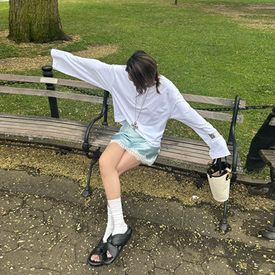 LEDIMWANG亨利领素白宽松T恤