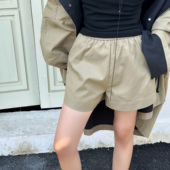 新款 LEDIM 女卡其色短裤 2025秋季 WANG红标 高智垂感松紧休闲西裤