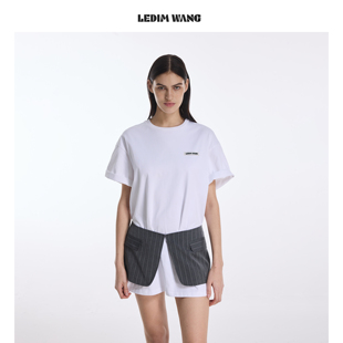 LEDIM WANG视觉戏法运动连衣裙女白色T恤裙休闲短裙2026春夏新款