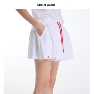 WANG复古美式 短裙2026春夏新款 针织裙裤 女白色薄款 短裤 LEDIM