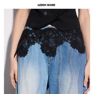 LEDIM WANG立体蕾丝黑色搭片叠搭配饰氛围感设计感2026春夏新款