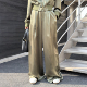 WANG垂感醋酸休闲裤 女军绿阔腿裤 休闲百搭长裤 LEDIM 2026春夏新款