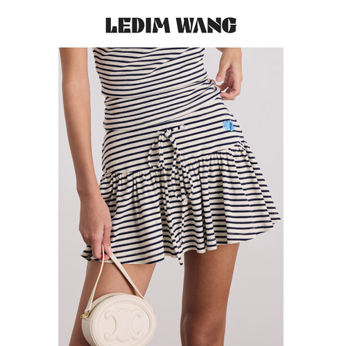 LEDIMWANG美式草莓条纹半身裙