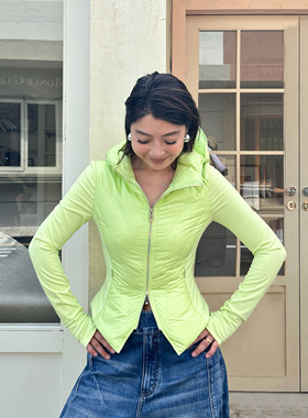 LEDIM WANG白标/可露丽风连帽薄款羽绒服女鹅绒修身咖色25冬新款