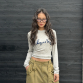 新款 LEDIM 长袖 上衣2026春季 WANG莱赛尔毛针织衫 女浅灰内搭打底衫