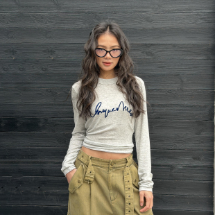 WANG莱赛尔毛针织衫 新款 女浅灰内搭打底衫 上衣2026春季 长袖 LEDIM