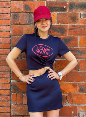 LEDIM WANG针织印花连衣裙女2024夏季新款设计师原创高级感可拆卸