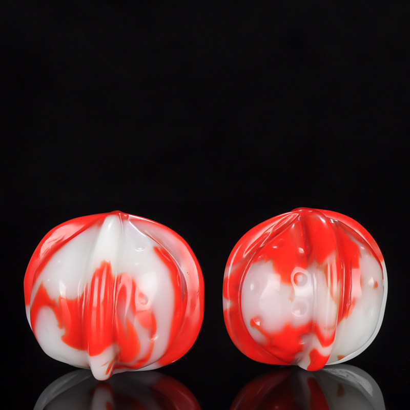 核桃玉把件鸡血玉核桃手把件新疆金丝玉鸡血红手把件