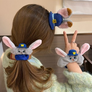 卡通疯狂动物城朱迪尼克毛绒发圈发夹2025新款 甜美可爱头绳发饰女