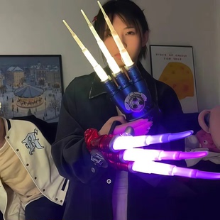 火光狼爪可伸缩激光剑发光儿童玩具刀火石金刚火狼爪男孩新年礼物